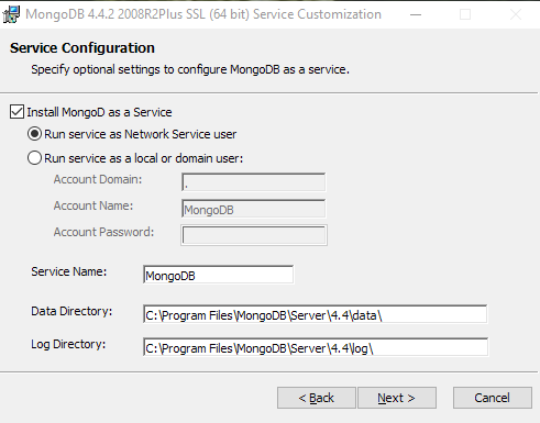 Install MongoDB on Windows as a service
