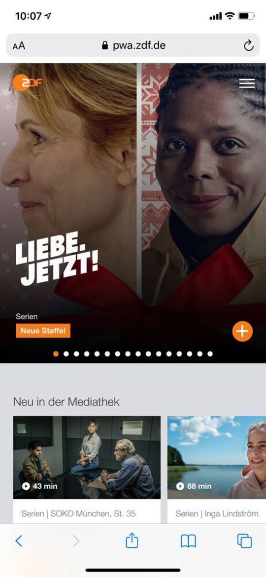 The mobile ZDF media library can work as a PWA at the same time.