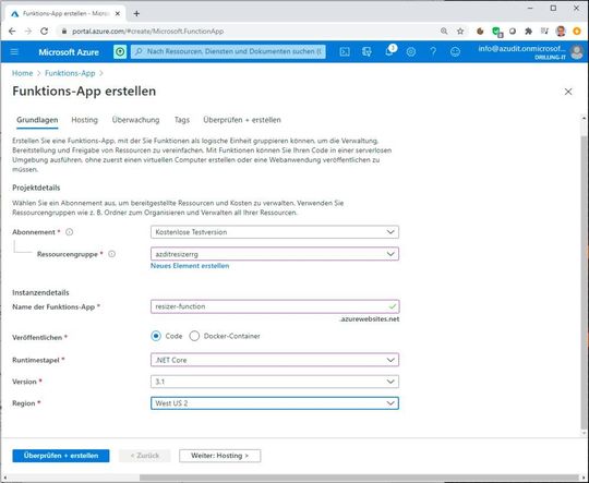 You can also create an Azure Functions app via Azure Portal or Cloud Shell.